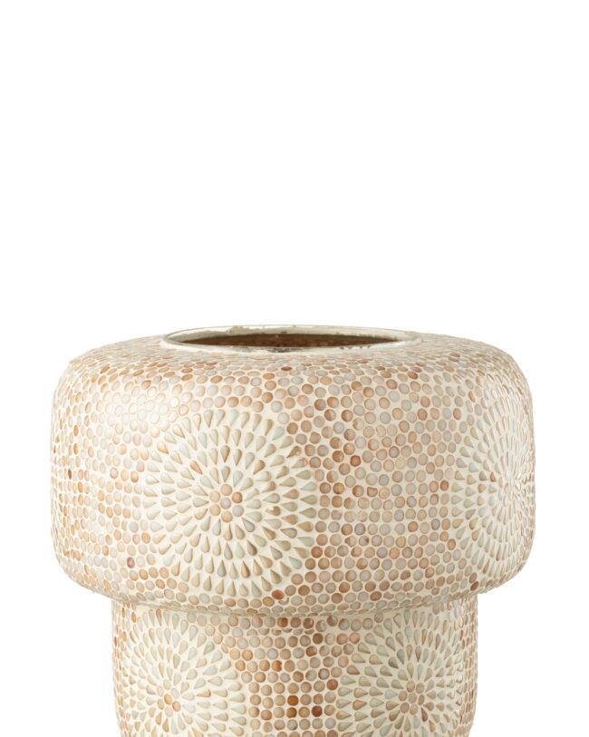 💡 Tafellamp Mozaïek - j-line - Glas - Beige/Wit - groot - Ø 33 x H 30 cm - enkel afhalen/geen verzending