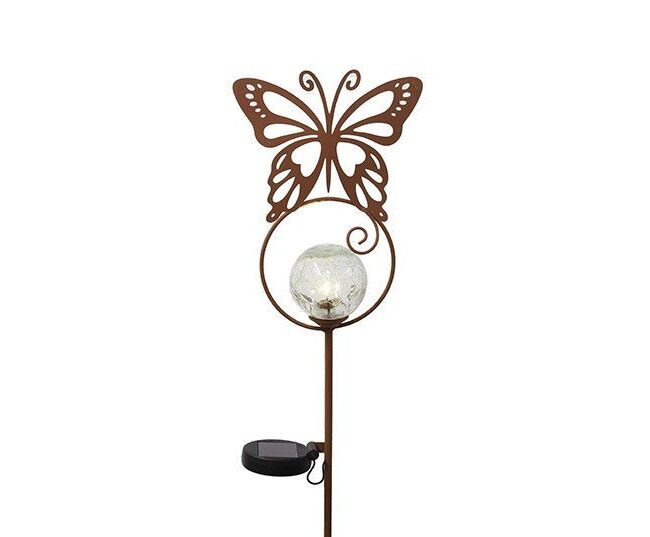 tuinsteker - countryfield - Vlinder Roselin met solar LED - metaal - roest - 8 x 18 x 90,5 cm