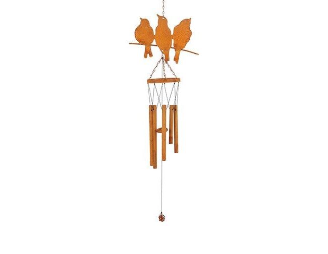 Windgong met Vogels - countryfield - metaal - Roest - 20,5 x 9,5 x 77 cm