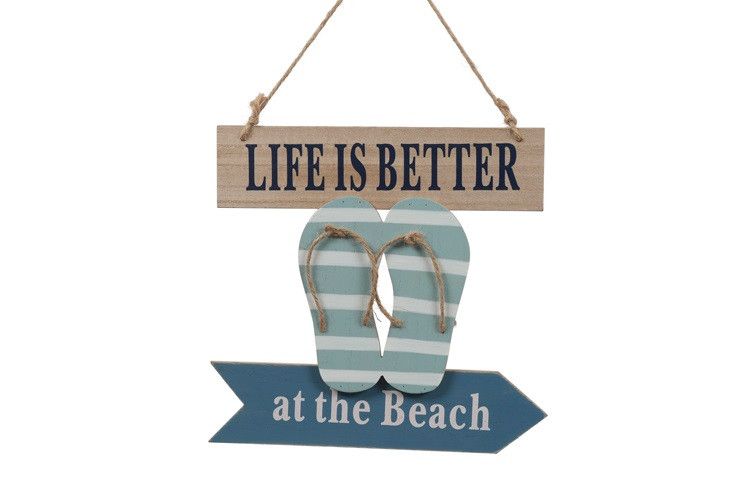 Decoratieve Hanger Sandalen - countryfield - mdf - Wit/Blauw – 24,5 x 18,5 x 0,6 cm