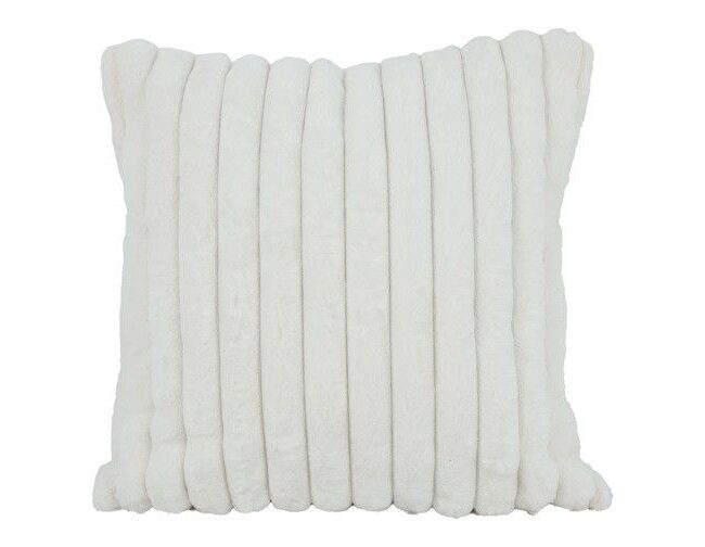 Kussen - countryfield - Imitatiebont geribbeld Cosy Cannes - wit - 45 x 45 x 12 cm