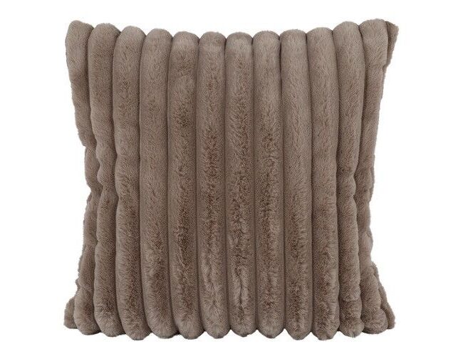 Kussen - countryfield - Imitatiebont geribbeld Cosy Cannes - grijs/taupe - 45 x 45 x 12 cm