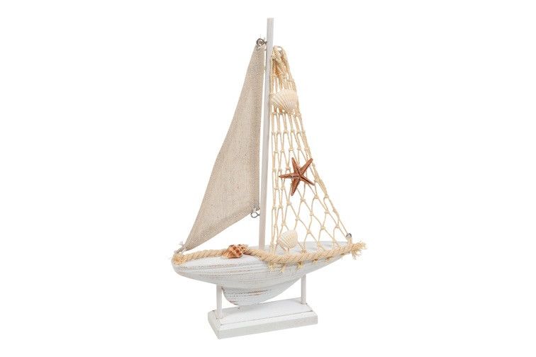 Zeilboot Jan Klein - countryfield - hout - Wit - 17,5 x 4 x 28 cm