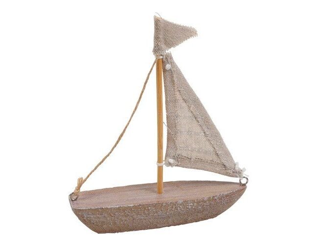 Zeilboot Jan klein - countryfield - mdf - bruin - 11 x 3 x 13,5 cm