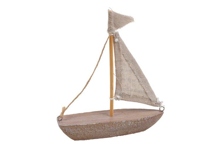 Zeilboot Jan klein - countryfield - mdf - bruin - 11 x 3 x 13,5 cm