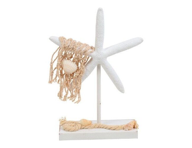 Zeester Jan klein - countryfield - kunsthars/hout - Wit - 12 x 4 x 16 cm