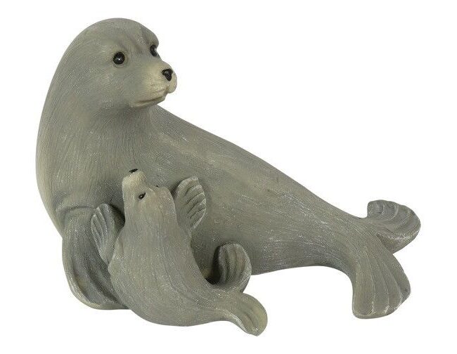 Zeehond Siebert Middelgroot - countryfield - polystone - grijs -15,2 x 10 x 9,8 CM
