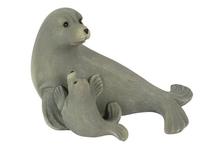 Zeehond Siebert Middelgroot - countryfield - polystone - grijs -15,2 x 10 x 9,8 CM