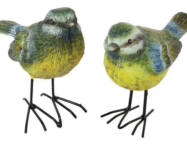 decoratieve pimpelmees staand - countryfield - kunsthars - geel/blauw - 10 x 6 x 10 CM - assortiment van 2/prijs per stuk