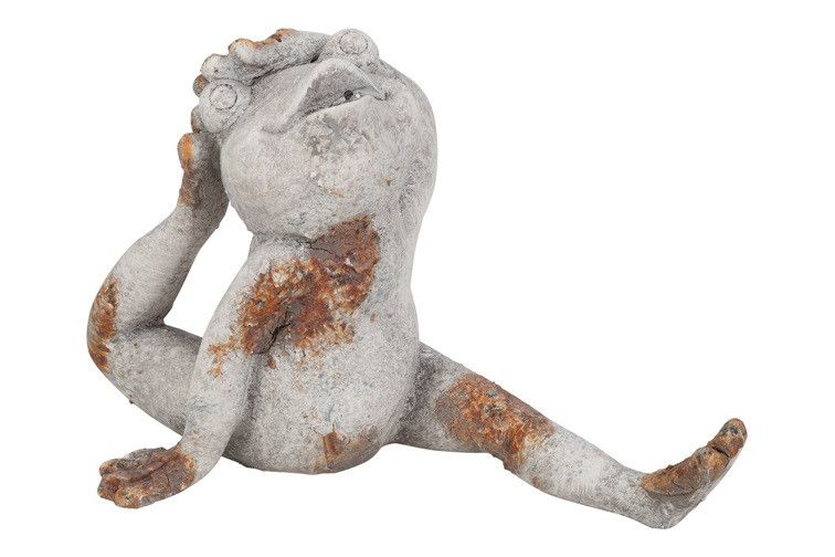 decoratieve Kikker Zittend Fred klein - countryfield - kunsthars - Grijs - 21,5 x 10 x 14 cm