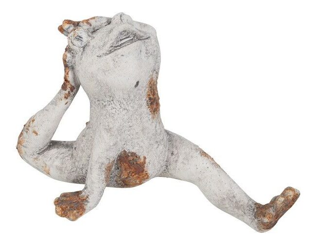 decoratieve Kikker Zittend Fred groot - countryfield - kunsthars - Grijs - 28 x 13,5 x 17 cm