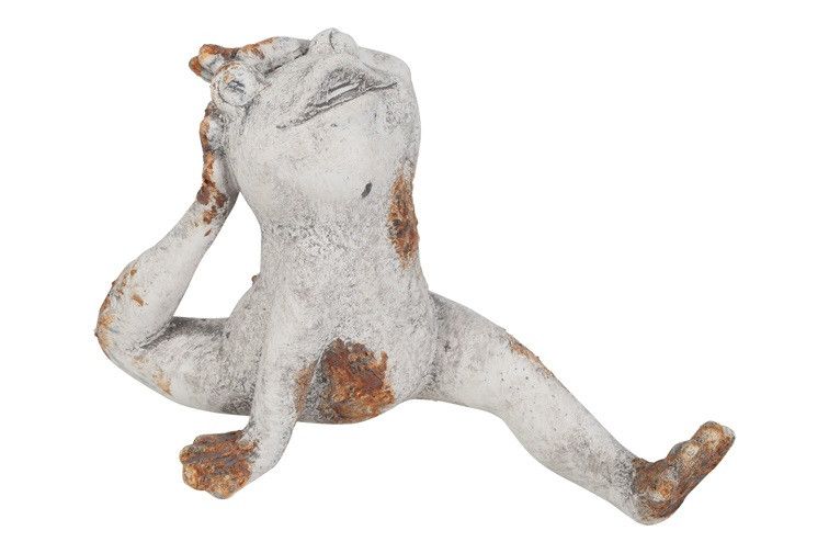 decoratieve Kikker Zittend Fred groot - countryfield - kunsthars - Grijs - 28 x 13,5 x 17 cm