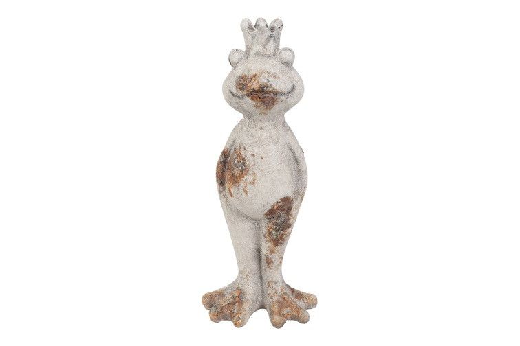 decoratieve Kikker Staand Fred - countryfield - kunsthars - Grijs - 13,5 x 9 x 32,5 cm