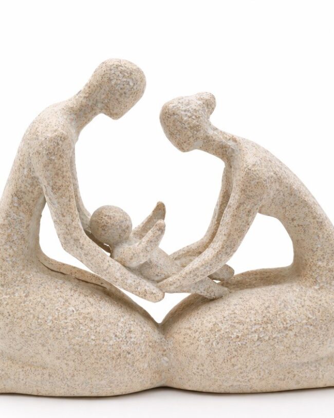 decoratief beeld - Familie met Baby – Kunsthars - Beige - 22 × 6 × 17 cm