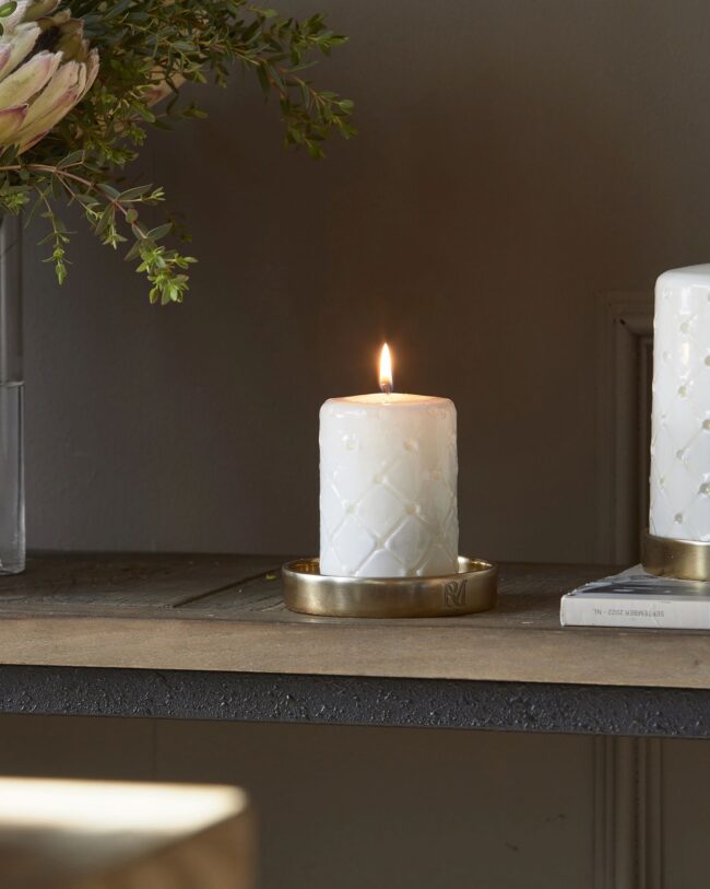 decoratie - Rivièra Maison - Kaarsenhouder / Onderzetter - aluminium - goud - groot - Ø 13 x 2,5 cm