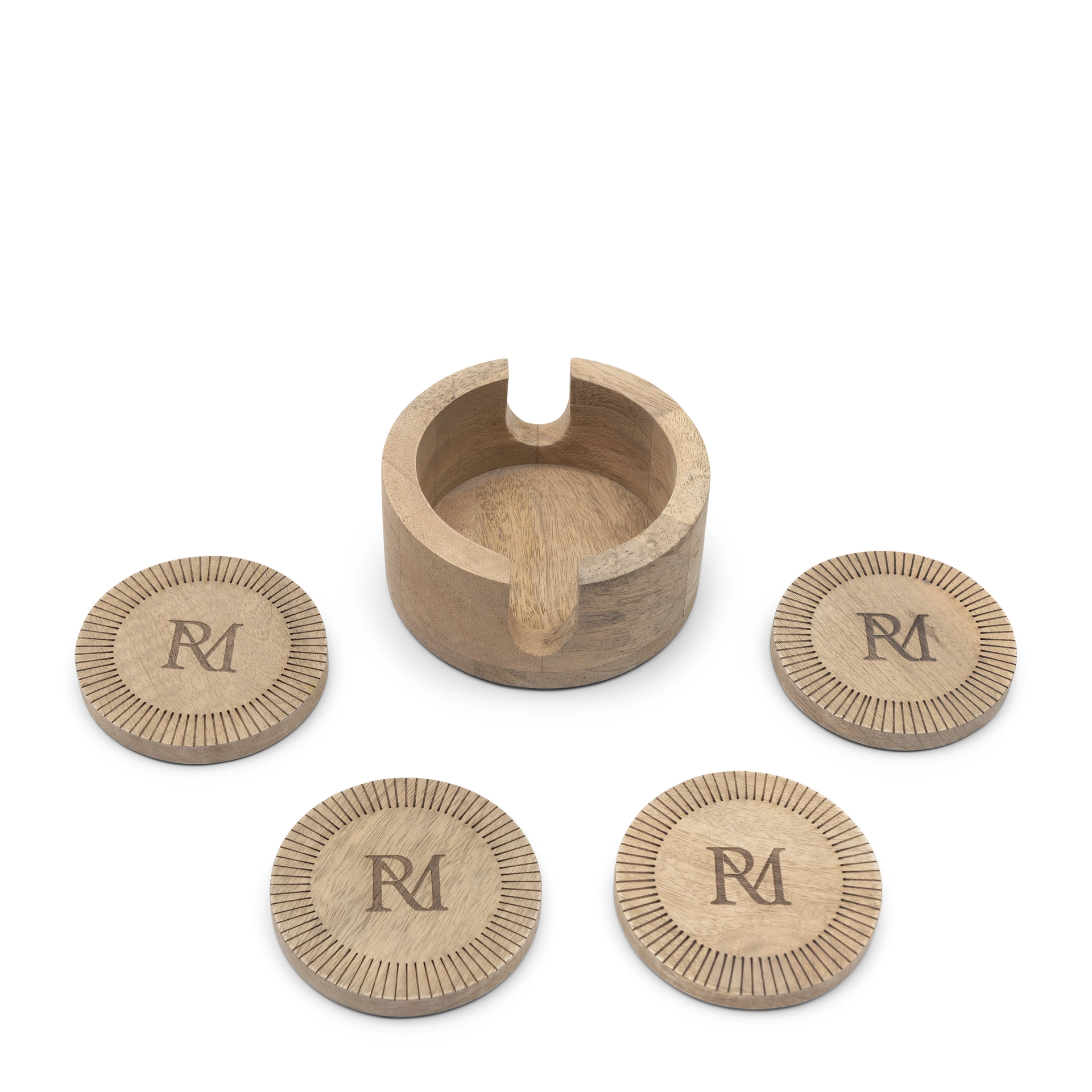 keuken - Rivièra Maison - Isola Coasters - Set van 4 Onderzetters - mangohout - naturel - Ø 13 cm - Afbeelding 3