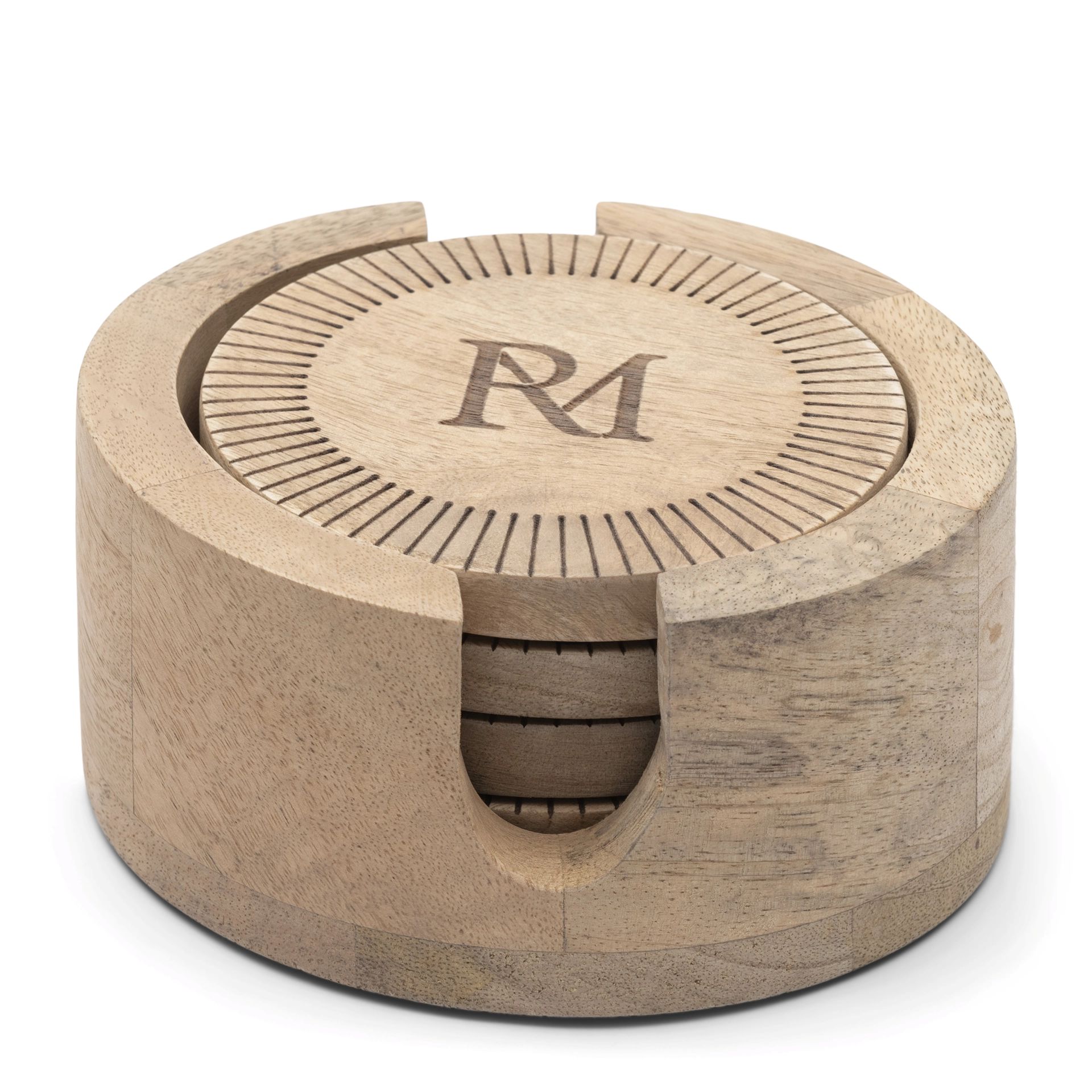 keuken - Rivièra Maison - Isola Coasters - Set van 4 Onderzetters - mangohout - naturel - Ø 13 cm - Afbeelding 2