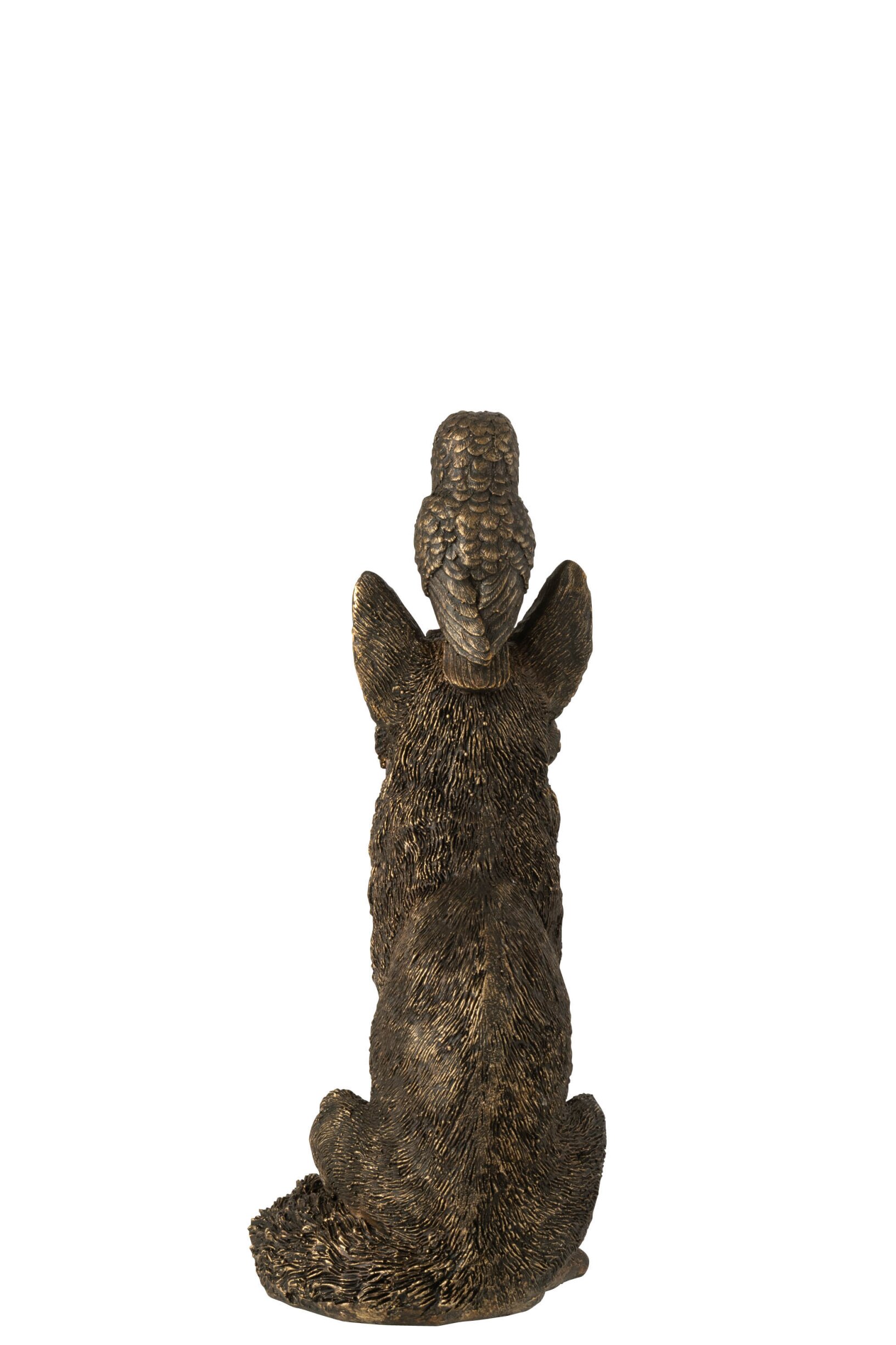 Decoratief Beeld – j-line - Vos & Uil – kunsthars - bronskleurig - 15 × 12 × 28 cm - Afbeelding 4