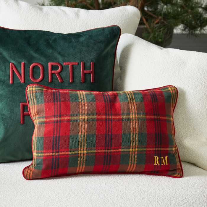 Kussenhoes Classic Tartan - Rivièra Maison – Rood/Groen - stof – 30 × 50 cm