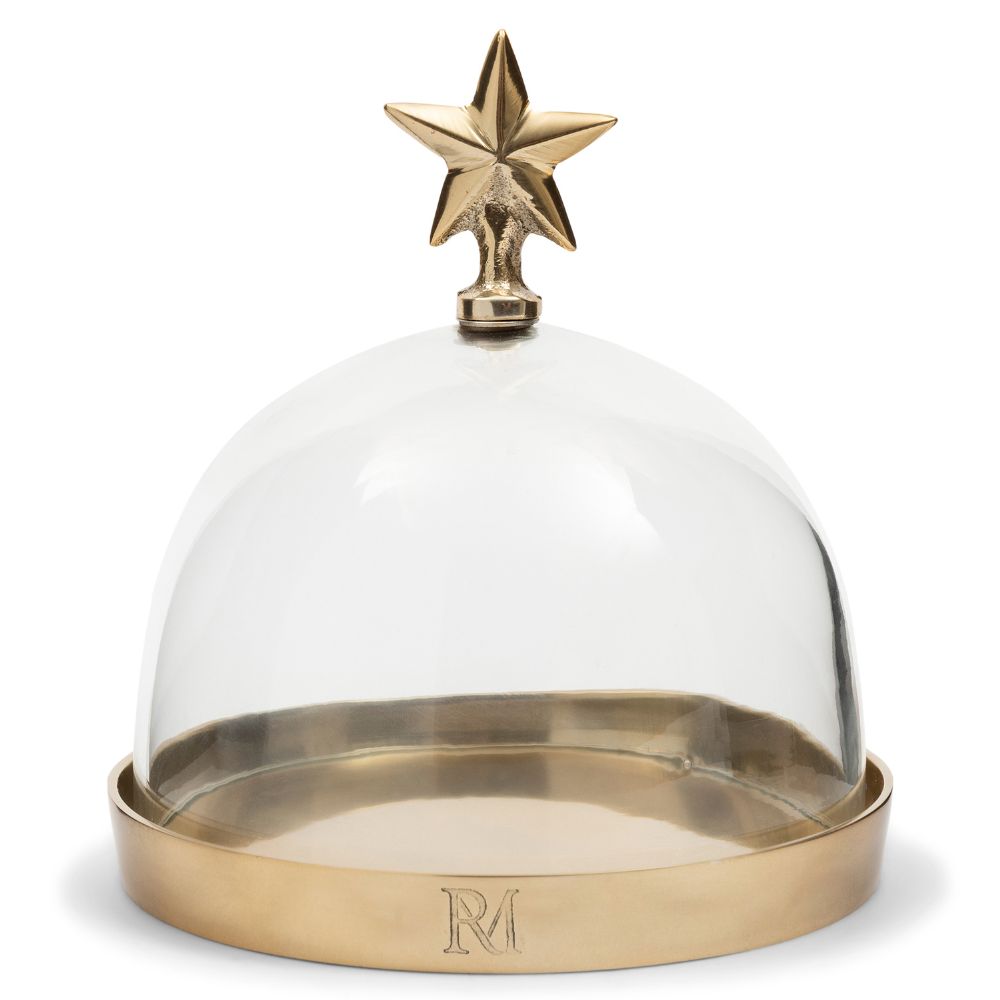 decoratie - glazen stolp met gouden plateau - rivièra maison - glas/metaal -goud/helder - Ø 15 cm × H 17 cm - Afbeelding 2