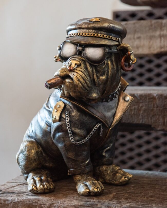 Decoratief Beeld β j-line - Bulldog B Sigaar β Kunsthars - antiek Bruin - 30,5 Γ 23 Γ 33 cm - Enkel afhalen / geen verzending
