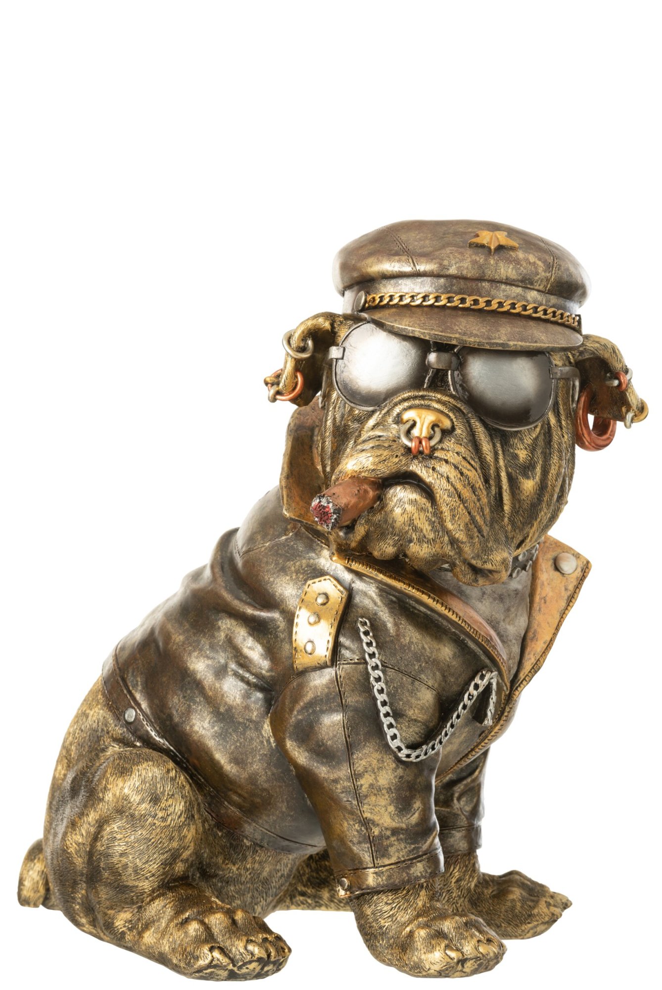 Decoratief Beeld – j-line - Bulldog B Sigaar – Kunsthars - antiek Bruin - 30,5 × 23 × 33 cm - Enkel afhalen / geen verzending - Afbeelding 2