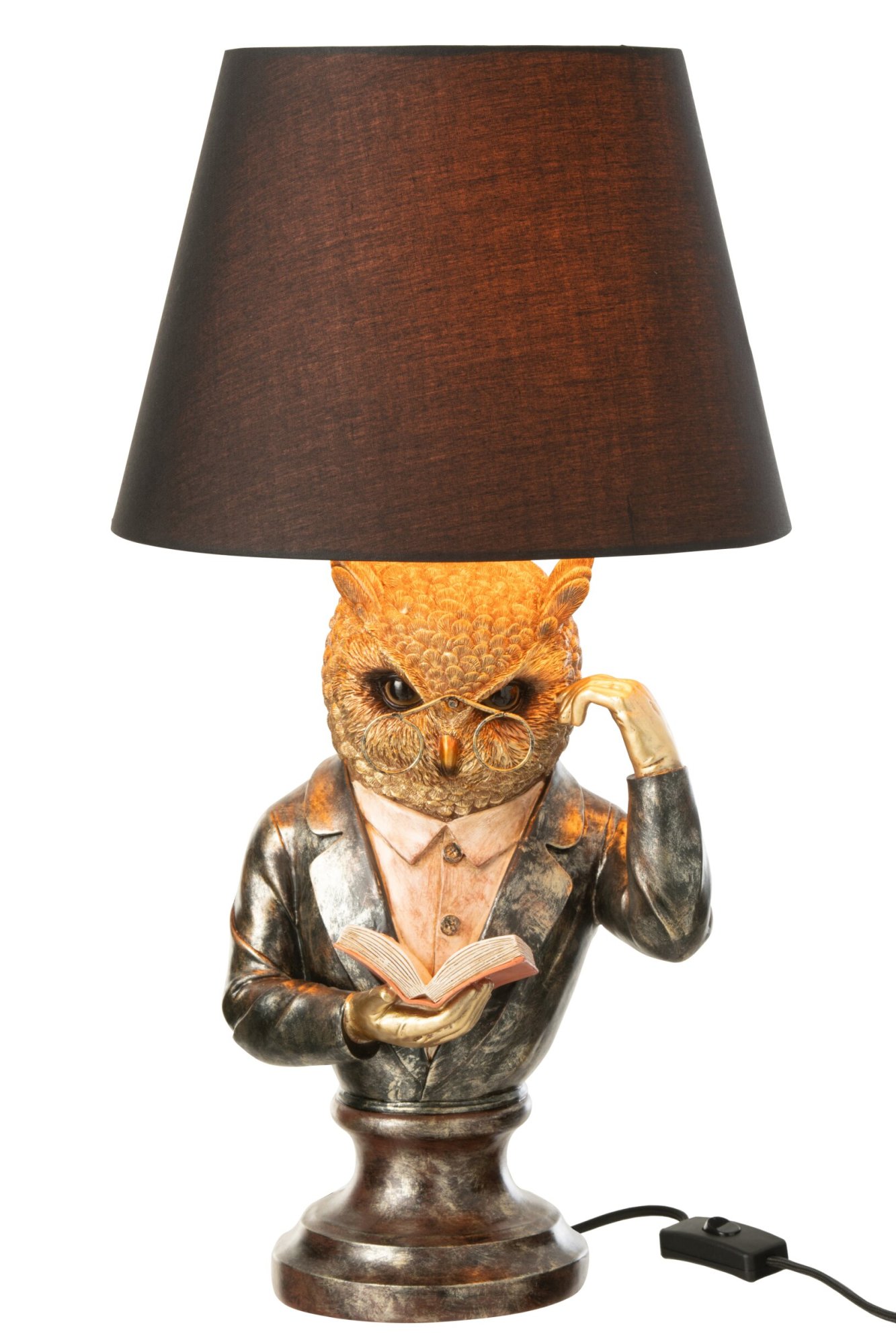 Tafellamp Uil - j-line - kunsthars - Antiek Bruin/Goud - Ø 30 x 55,5 cm - enkel afhalen/geen verzending - Afbeelding 4