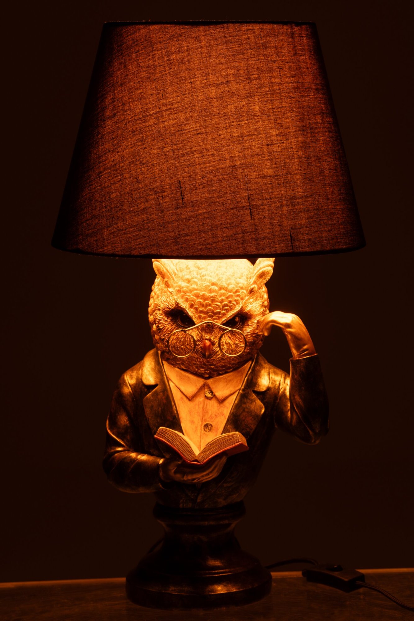 Tafellamp Uil - j-line - kunsthars - Antiek Bruin/Goud - Ø 30 x 55,5 cm - enkel afhalen/geen verzending - Afbeelding 2