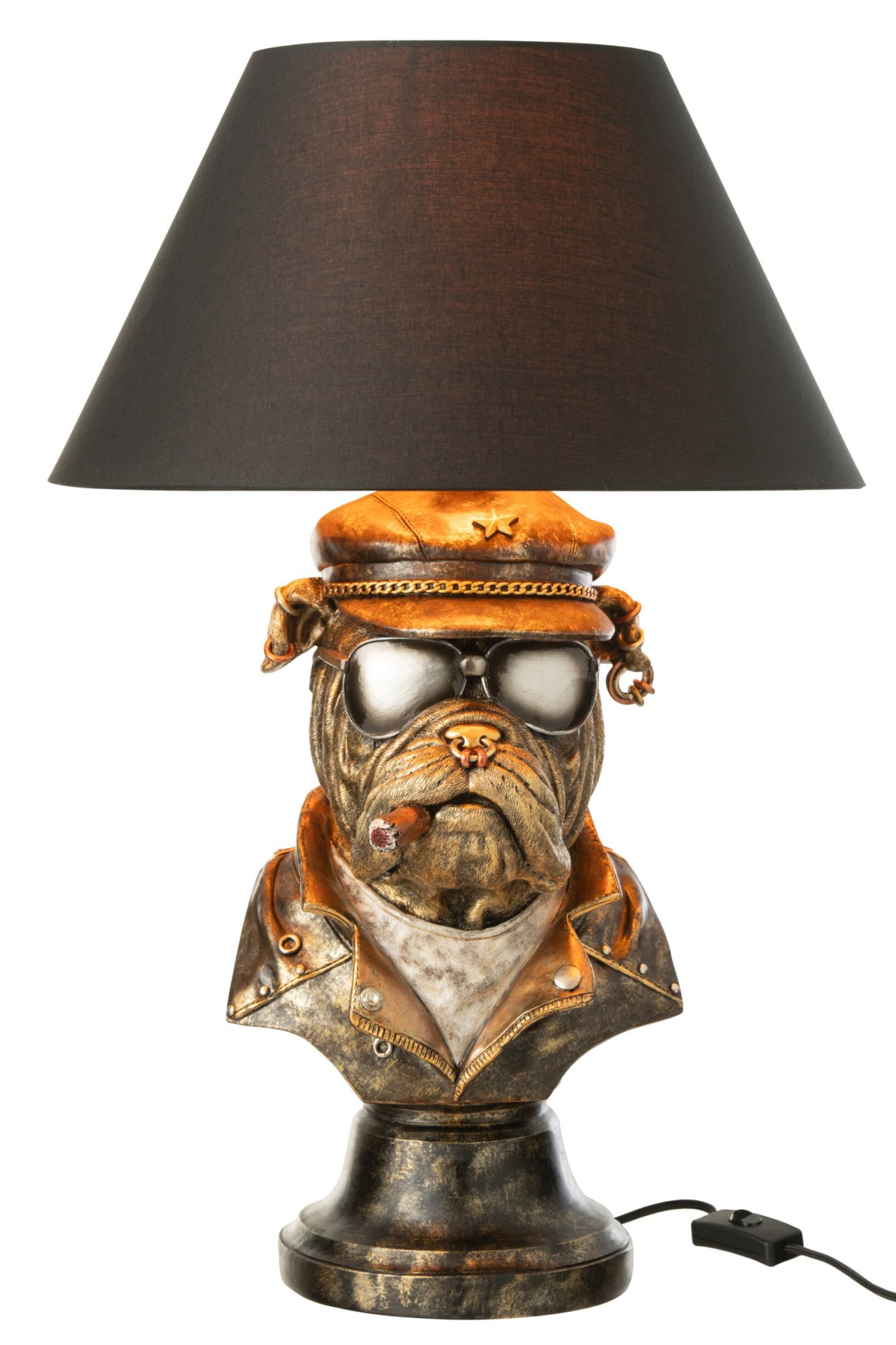 Tafellamp bulldog - j-line - kunsthars - Antiek Bruin/Goud - Ø 36 x 57 cm - enkel afhalen/geen verzending - Afbeelding 2