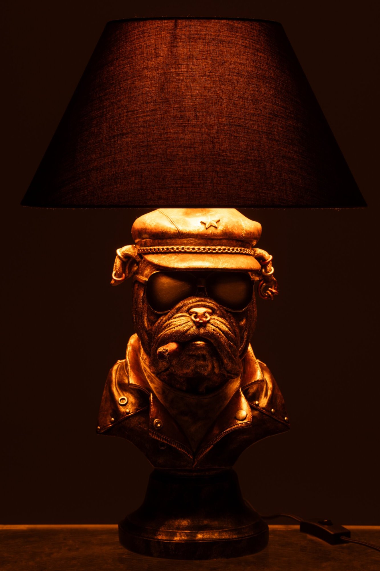 Tafellamp bulldog - j-line - kunsthars - Antiek Bruin/Goud - Ø 36 x 57 cm - enkel afhalen/geen verzending - Afbeelding 3