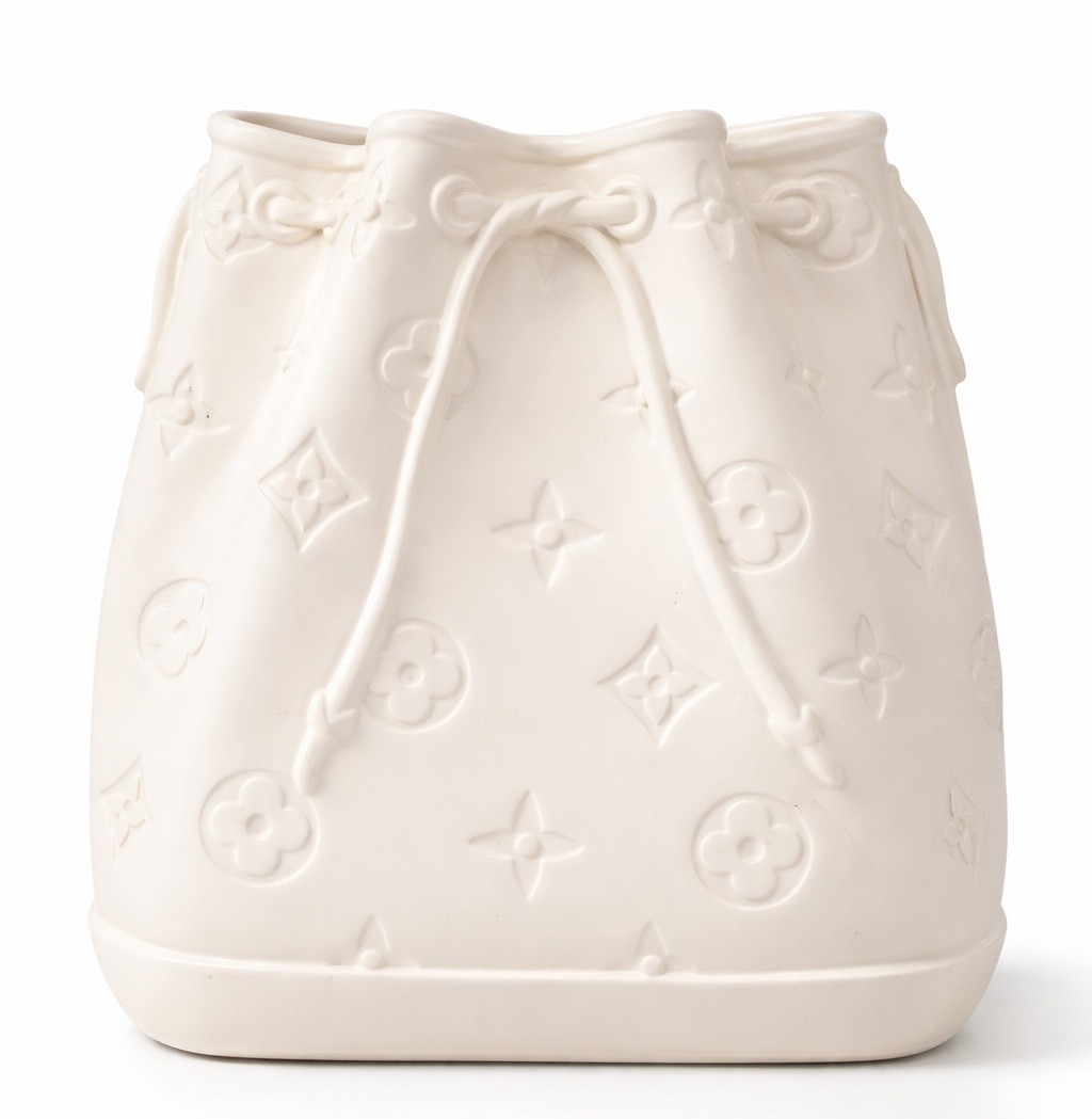 vaas - handtas vaas - keramiek - crème - 26 x 14 x 26 cm - Afbeelding 2