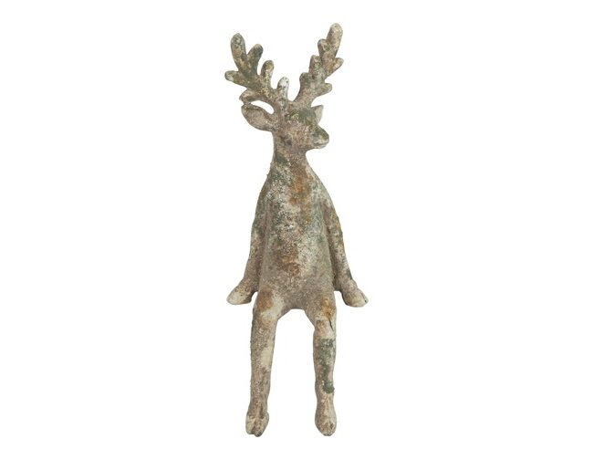 Hert zittend HEno - countryfield - aardewerk - grijstinten - middelgroot - 13,5 × 13,5 × 37 cm - enkel afhalen/geen verzending