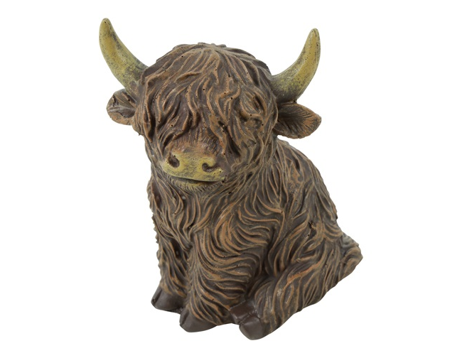 Schotse Hooglander Fargo – zittend – Countryfield – Polystone - middelgroot - 11 x 8,5 x 14 cm