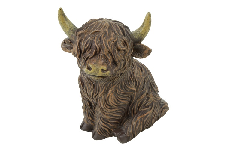 Schotse Hooglander Fargo – zittend – Countryfield – Polystone - middelgroot - 11 x 8,5 x 14 cm
