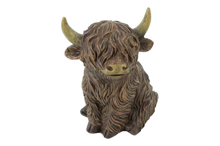 Schotse Hooglander Fargo – zittend – Countryfield – Polystone - groot - 14,5 x 11 x 18 cm