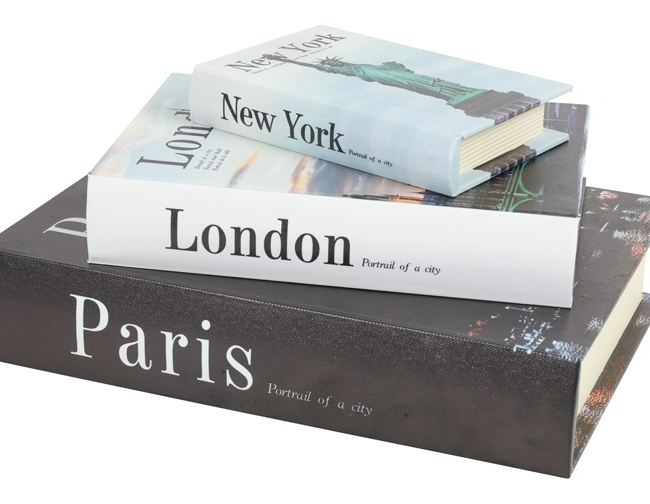Opbergbox Boeken – New York • Paris • London – Set van 3 - countryfield - hout - meerkleurig