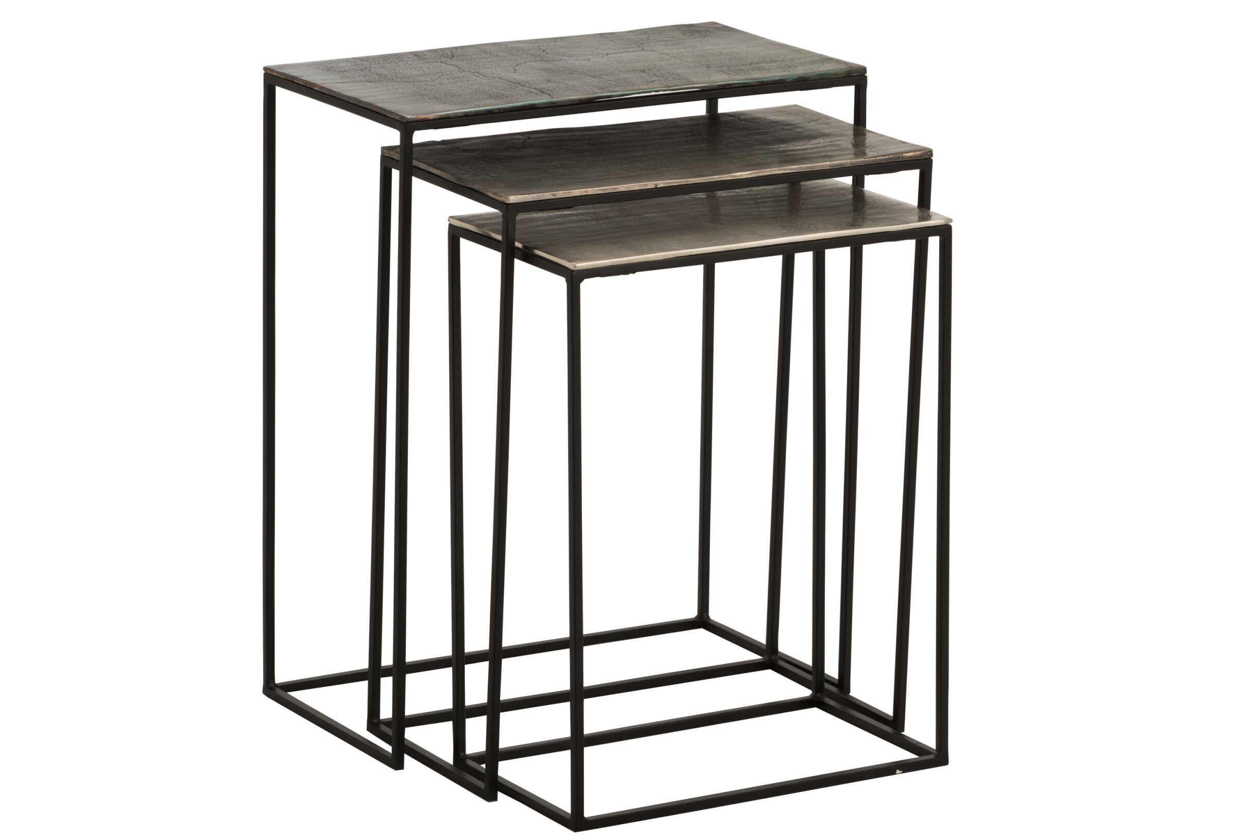 meubels - j-line - Set van 3 Rechthoekige Bijzettafels – Aluminium - Zwart/brons - H 66 - 60 - 55 cm - Afbeelding 3