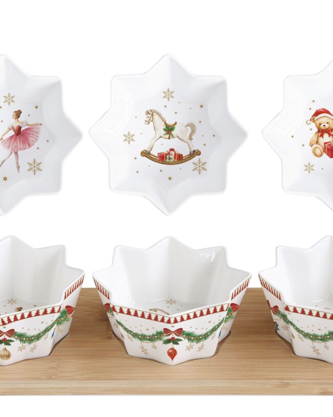Aperitiefset “kerstmagie" - porselein/bamboe - 34 x 12 cm