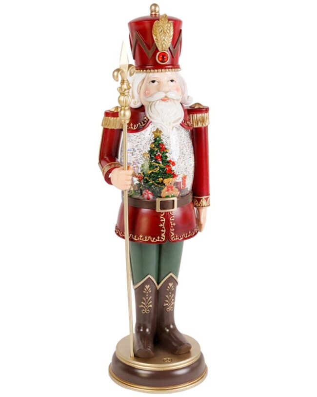 Muziekdoos Soldaat met Boompje – Zeer Exclusief - kunsthars/glas - rood - H 48 cm