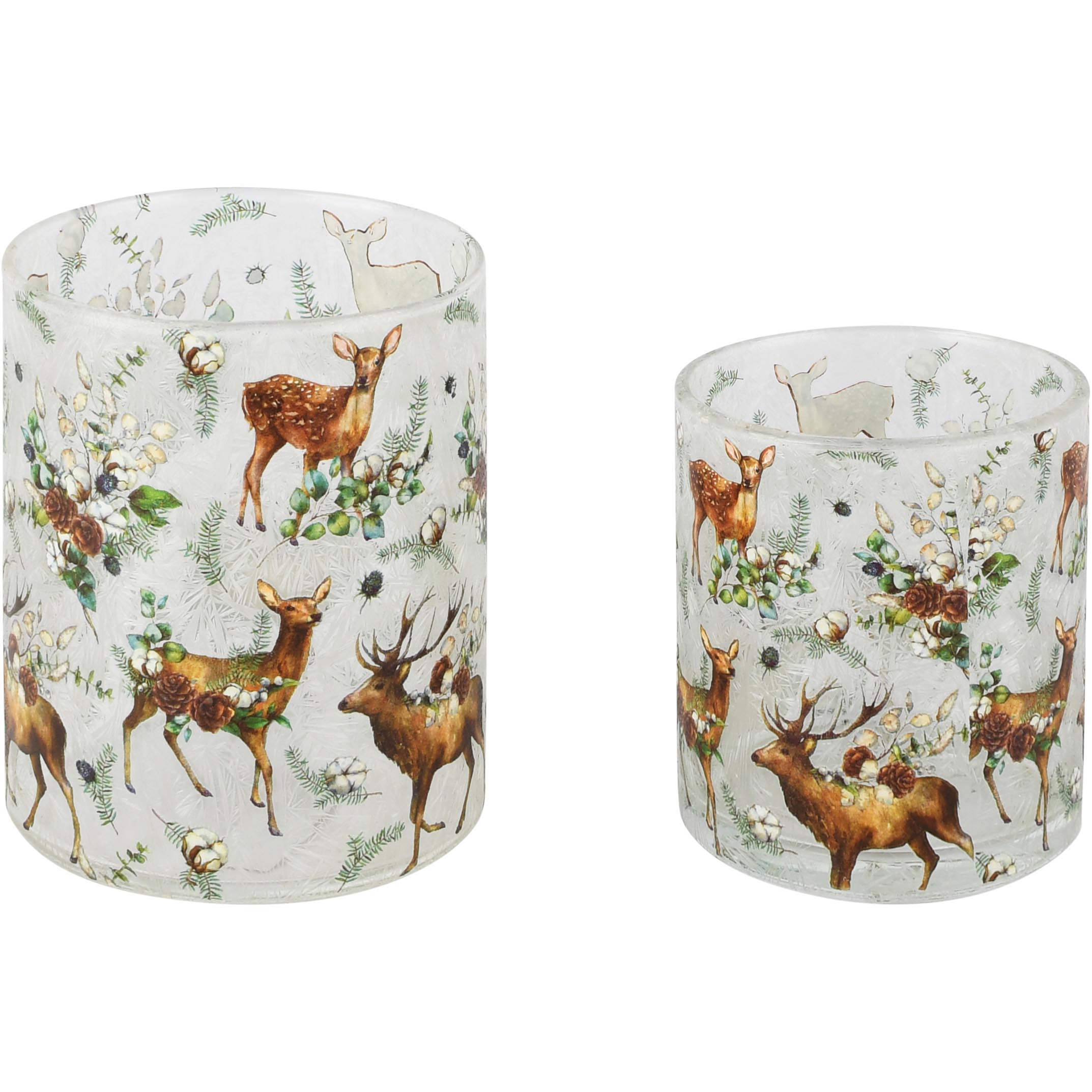 Theelichthouders “Lovely Deer” - Set van 2 - glas - helder - 8 x 8 x10 cm - Afbeelding 2