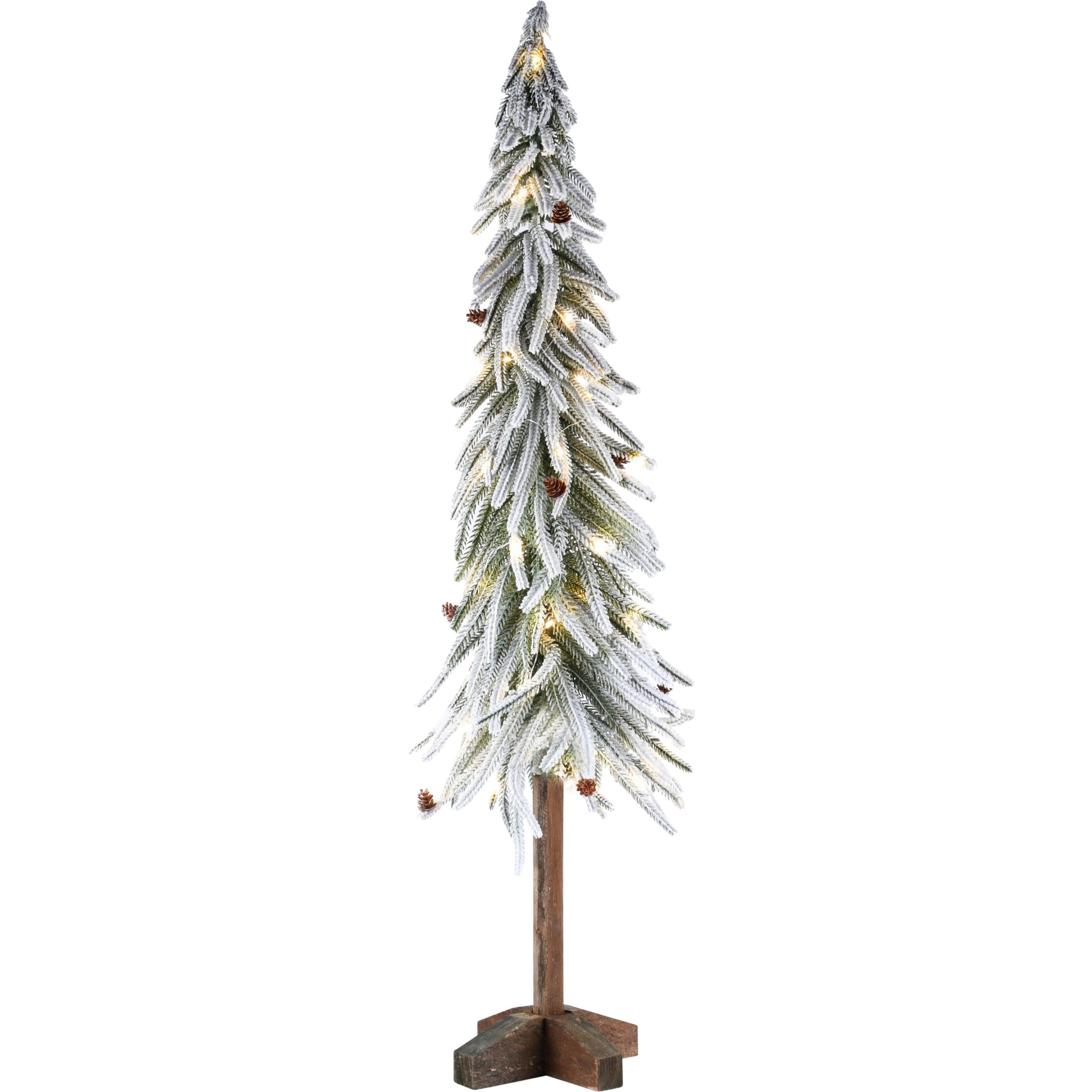 kerstboom LED - hout/pvc groen/wit/bruin - 25 x 25 x 110 cm - Afbeelding 2