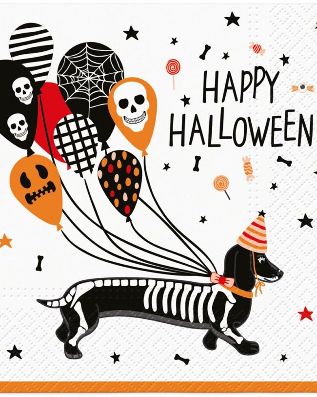 Halloween servetten “dashond spook” - 20 stuks - papier - 33 x 33 cm