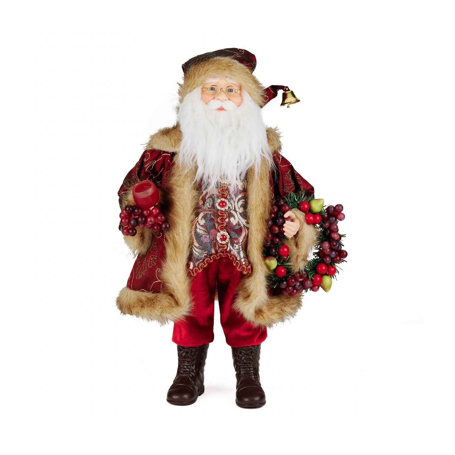 Kerstfiguur Kerstman met Fruit – Goodwill – Bordeauxrood – 46 cm