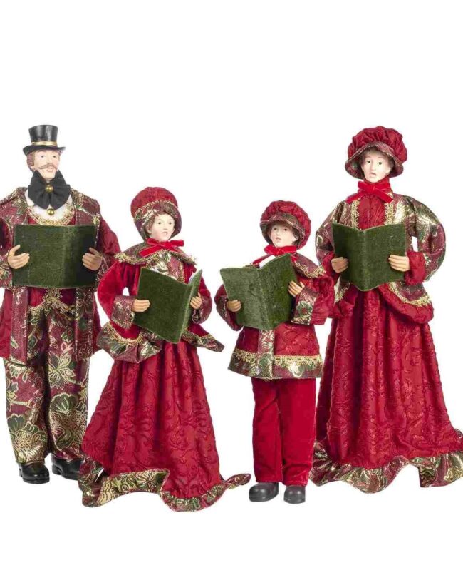 Kerstfiguur Familie Kerstliederen Zangers – Goodwill – Set van 4 – 20 cm tot 55 cm