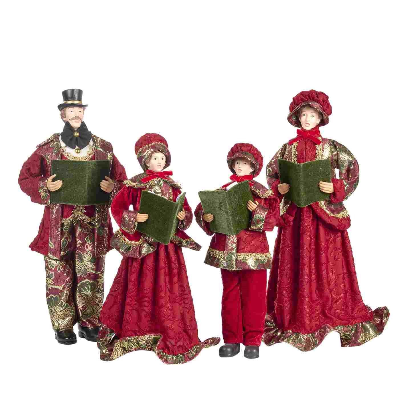 Kerstfiguur Familie Kerstliederen Zangers – Goodwill – Set van 4 – 20 cm tot 55 cm