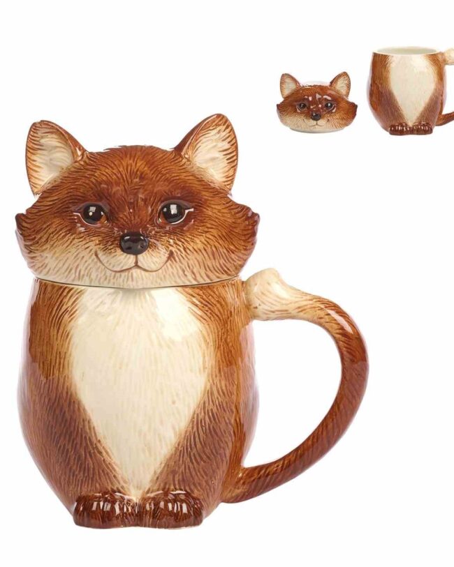 Vos-mok met Deksel – Goodwill – Keramiek – Bruin – 16 cm