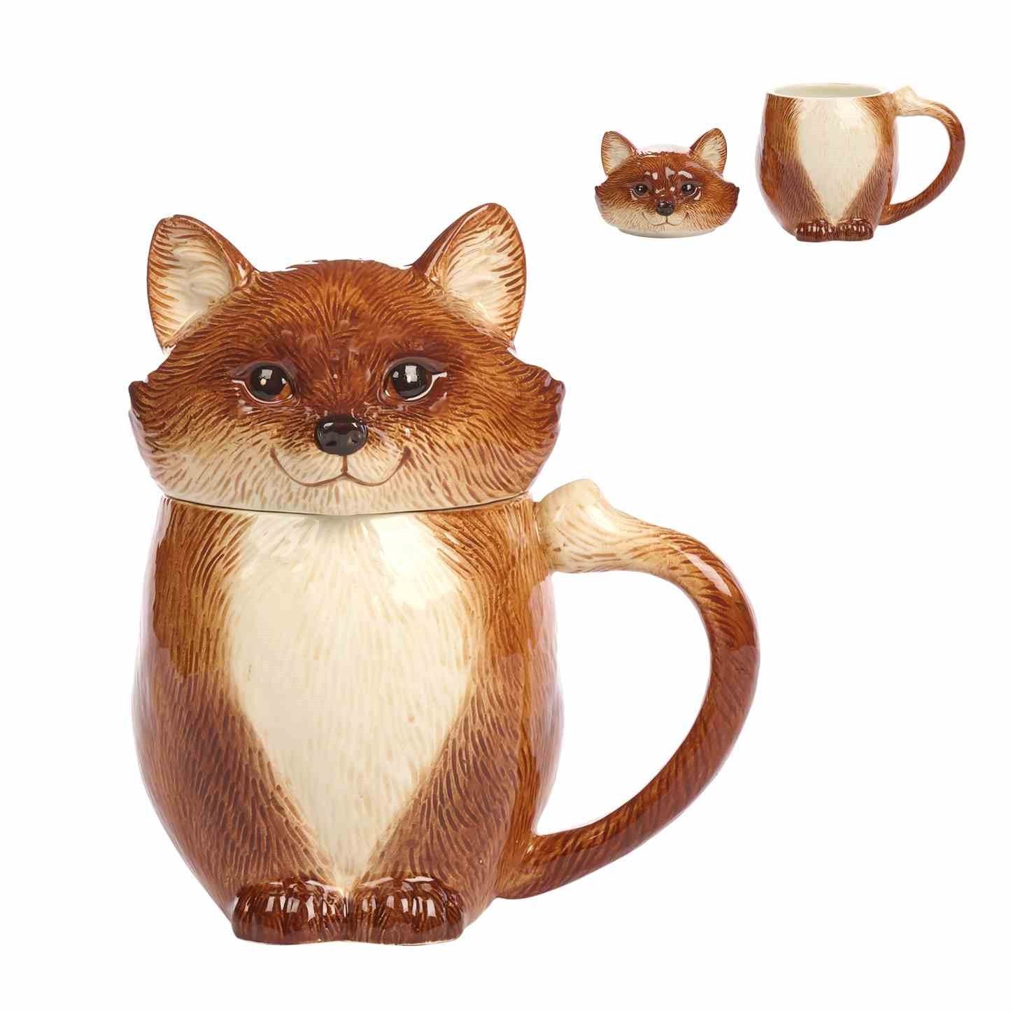 Vos-mok met Deksel – Goodwill – Keramiek – Bruin – 16 cm