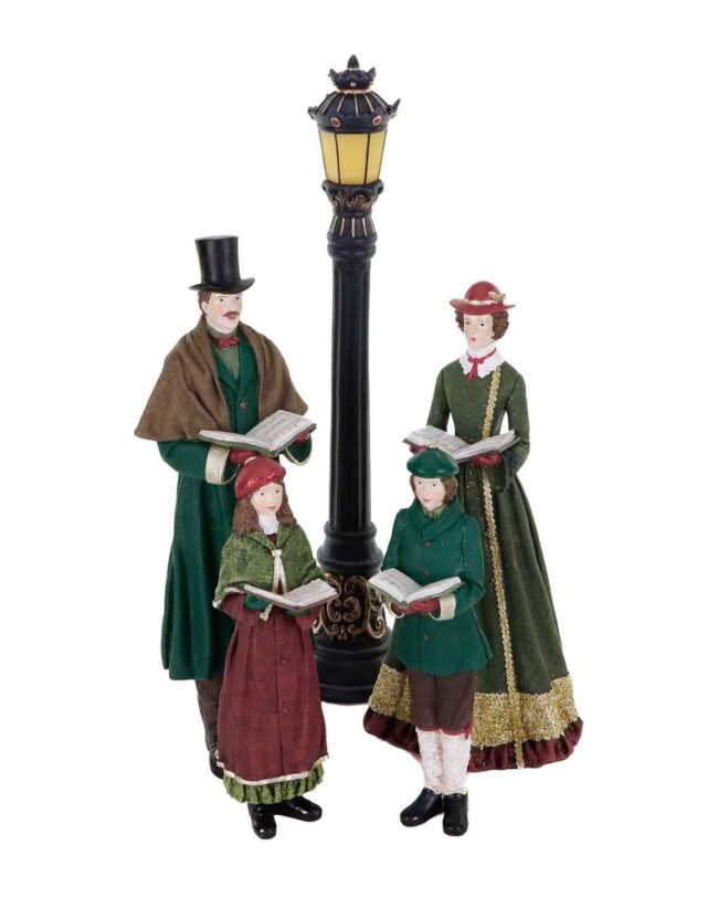Kerstfiguur LED-Koor van Kerstzangers – Goodwill – Set van 5 – 51 cm lamp op batterijen