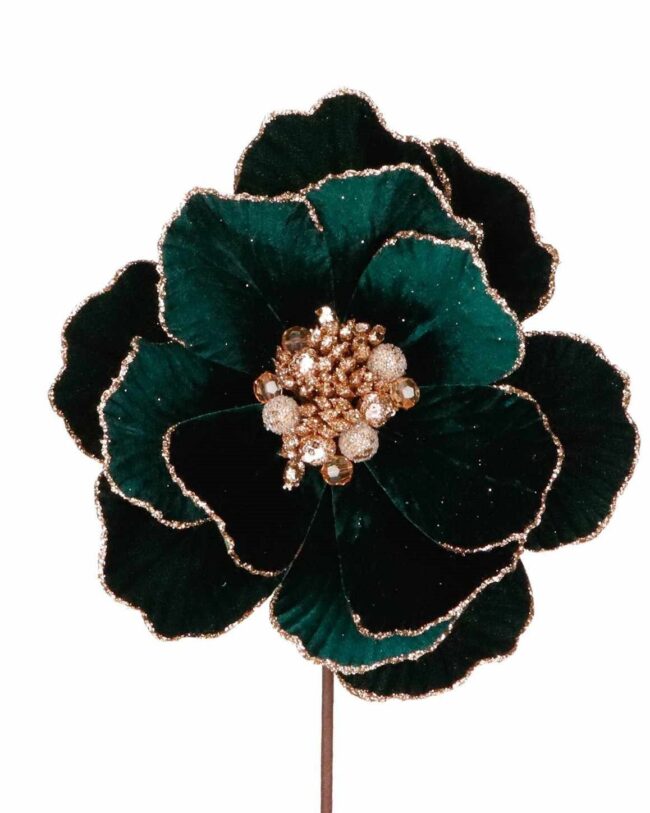 Kunstbloem Magnolia - tak met Glitter – Goodwill – Groen – 45 cm