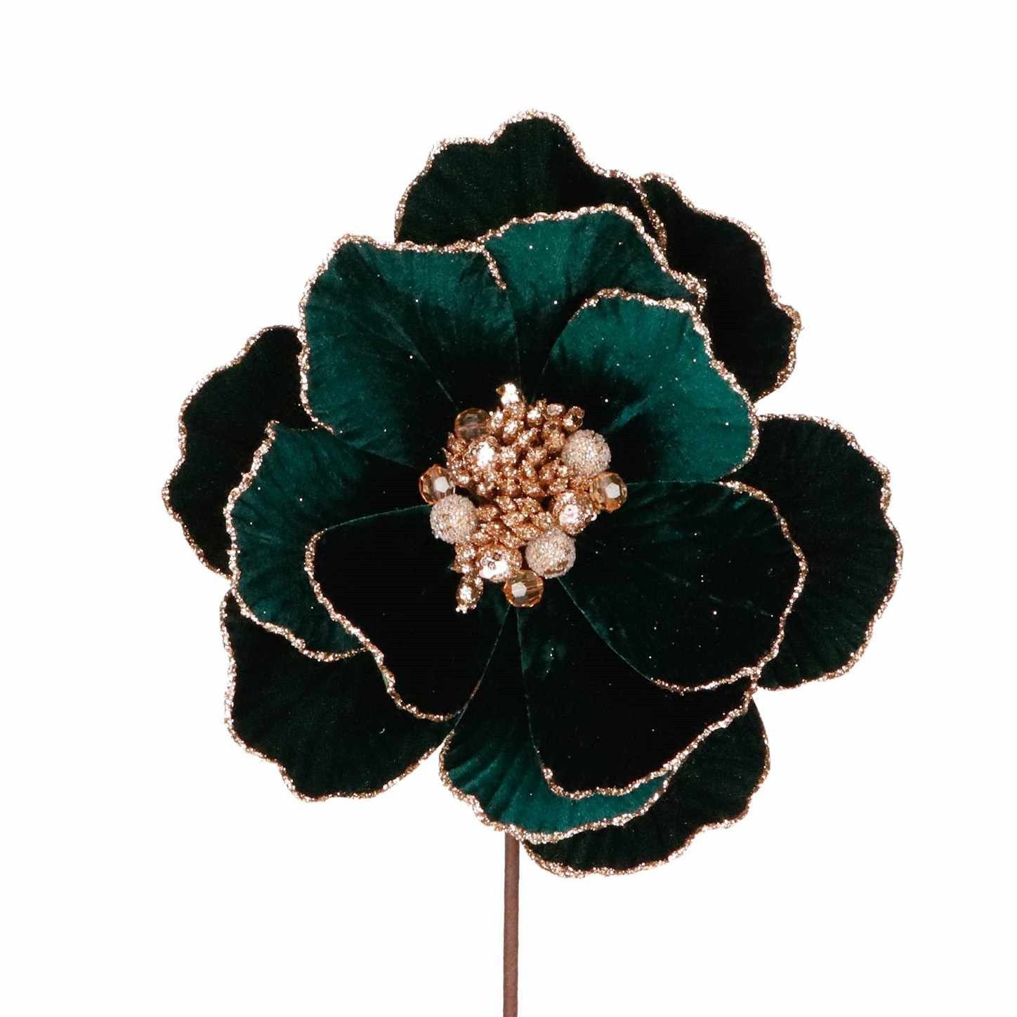 Kunstbloem Magnolia - tak met Glitter – Goodwill – Groen – 45 cm